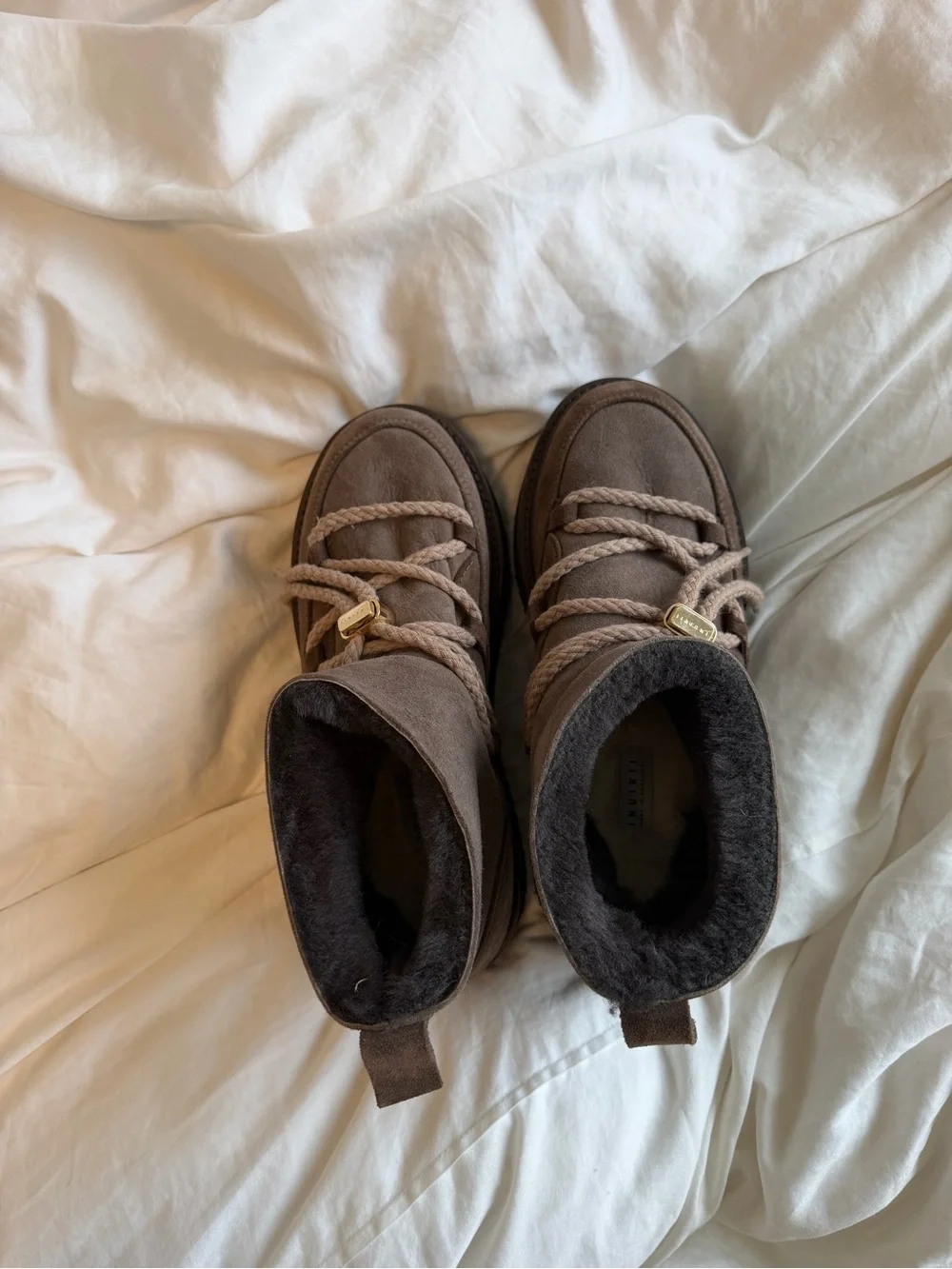 Inuikii Brown Suede Winter Boots with Black Platform Sole